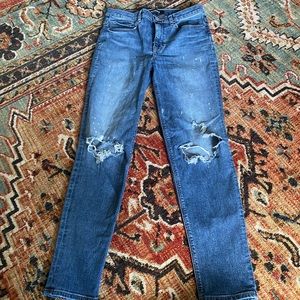 Express Distressed Girlfriend High Rise Ankle Jean